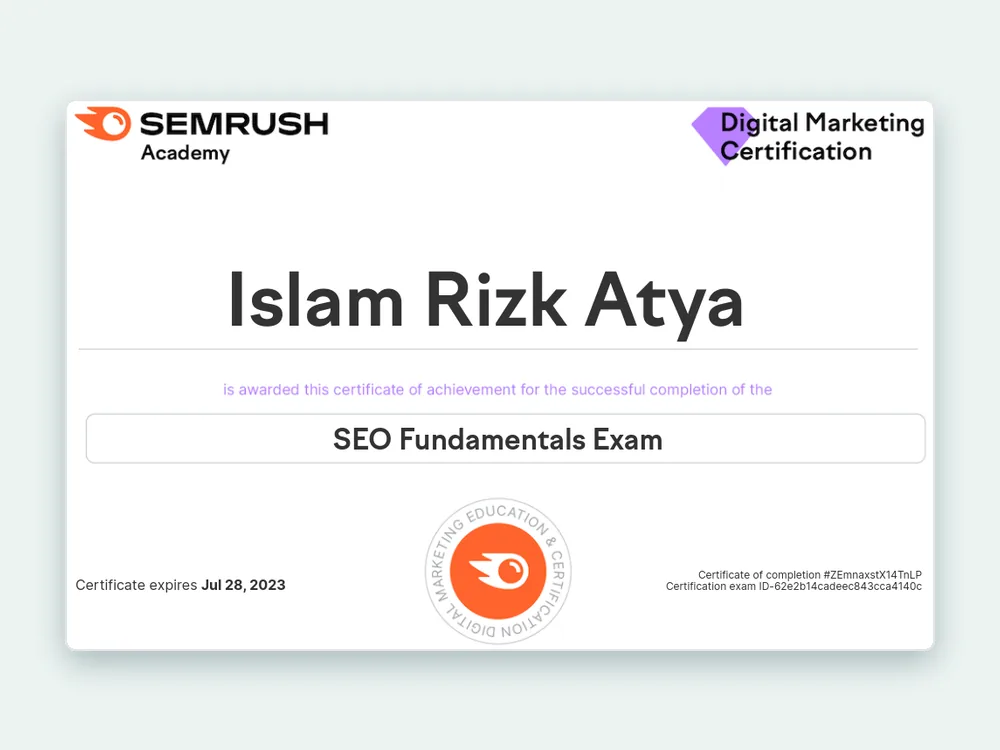 SEO Fundamentals Exam — Semrush Academy