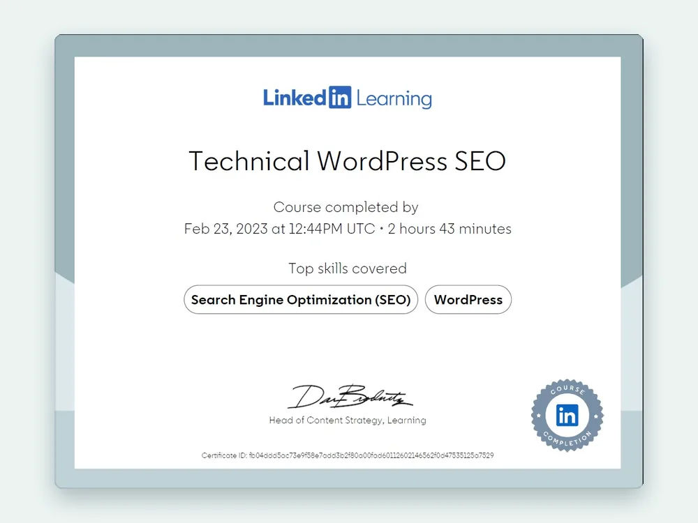 Technical WordPress SEO — LinkedIn Learning
